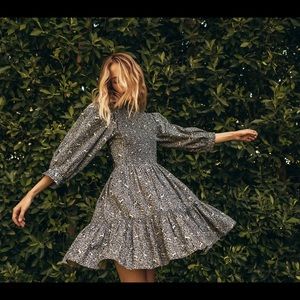 Doen Leda Dress -Cream/Blue - Prancing Fawn Floral